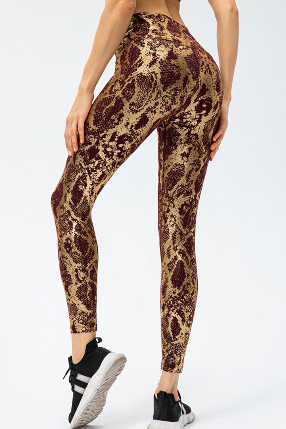 Animal Print Slim Fit Wide Waistband Long Sports Leggings - T - 4 COLORS -