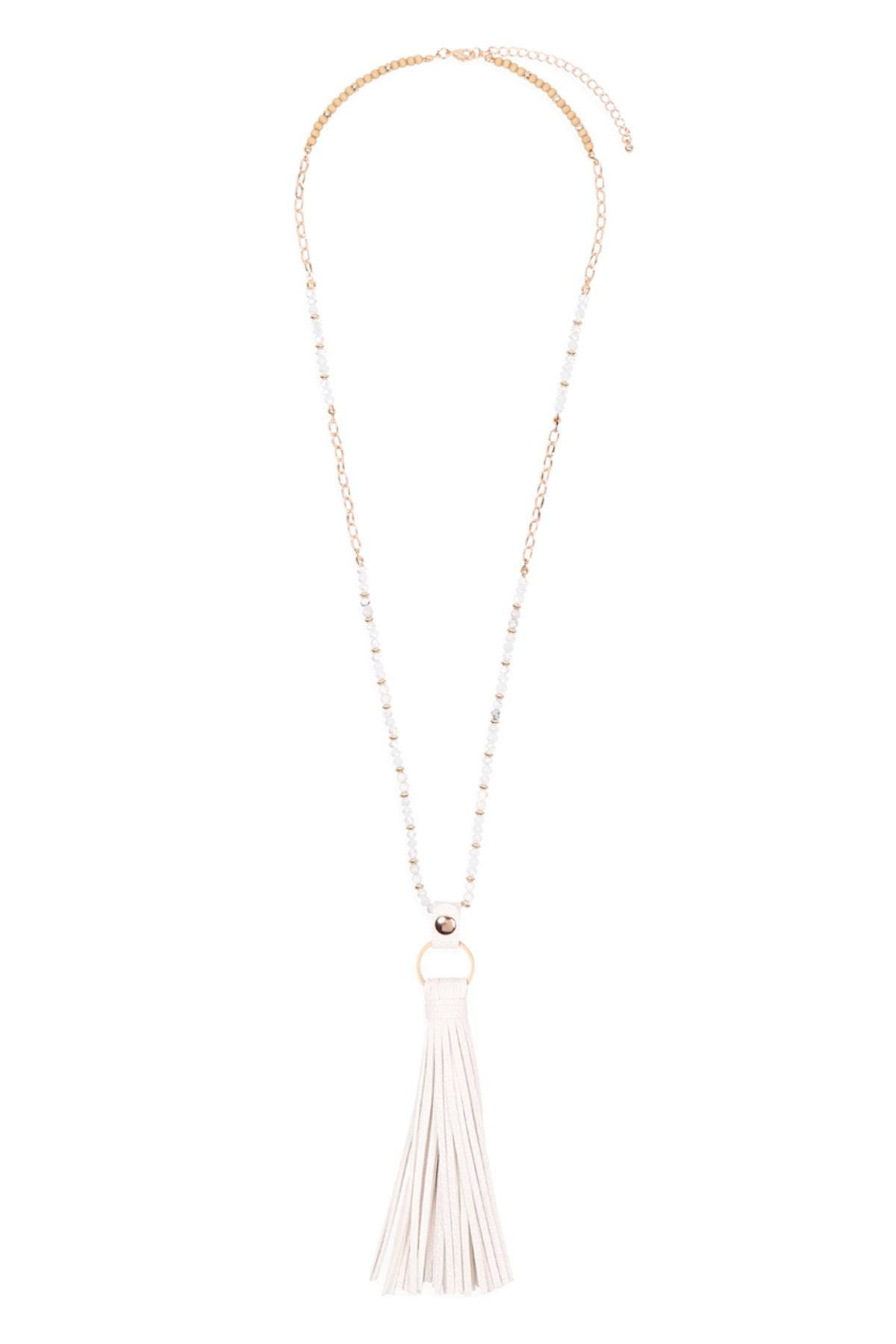 Riah Fashion - Leather Tassel Necklace - 8 COLORS -