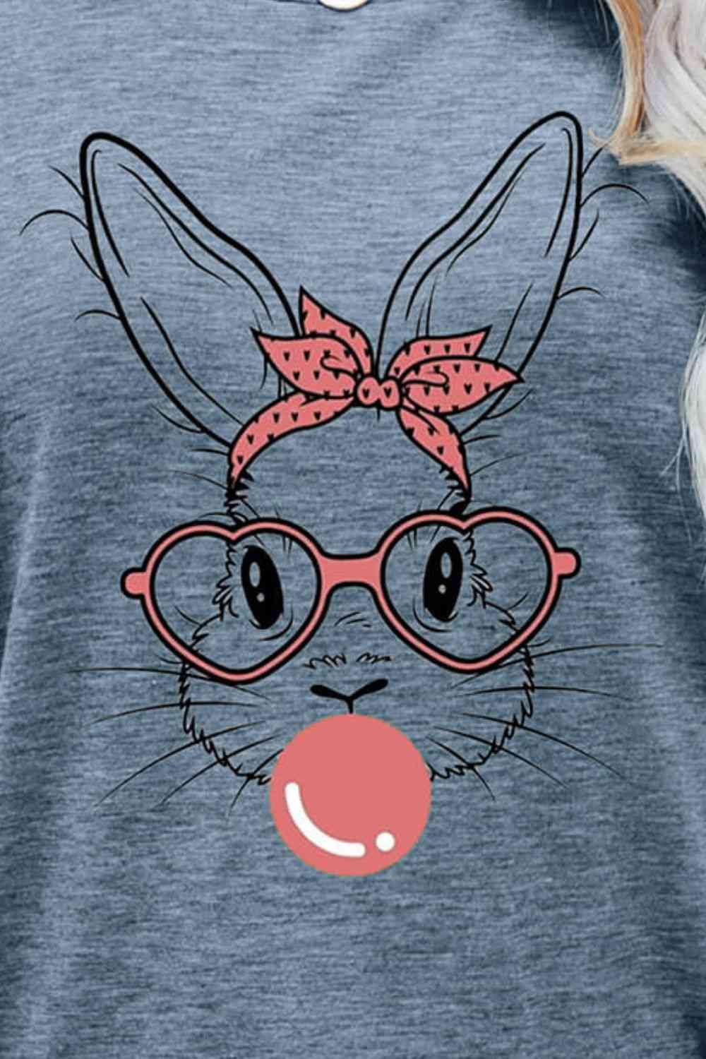 Easter Bunny Graphic Round Neck T-Shirt - T - 6 COLORS -