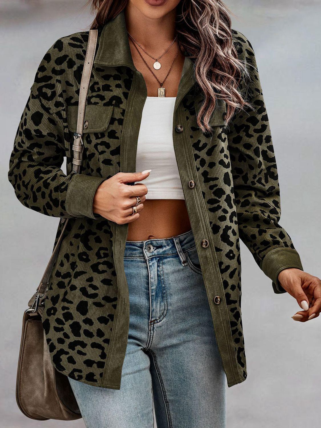 Full Size Leopard Buttoned Jacket - T - 5 COLORS -