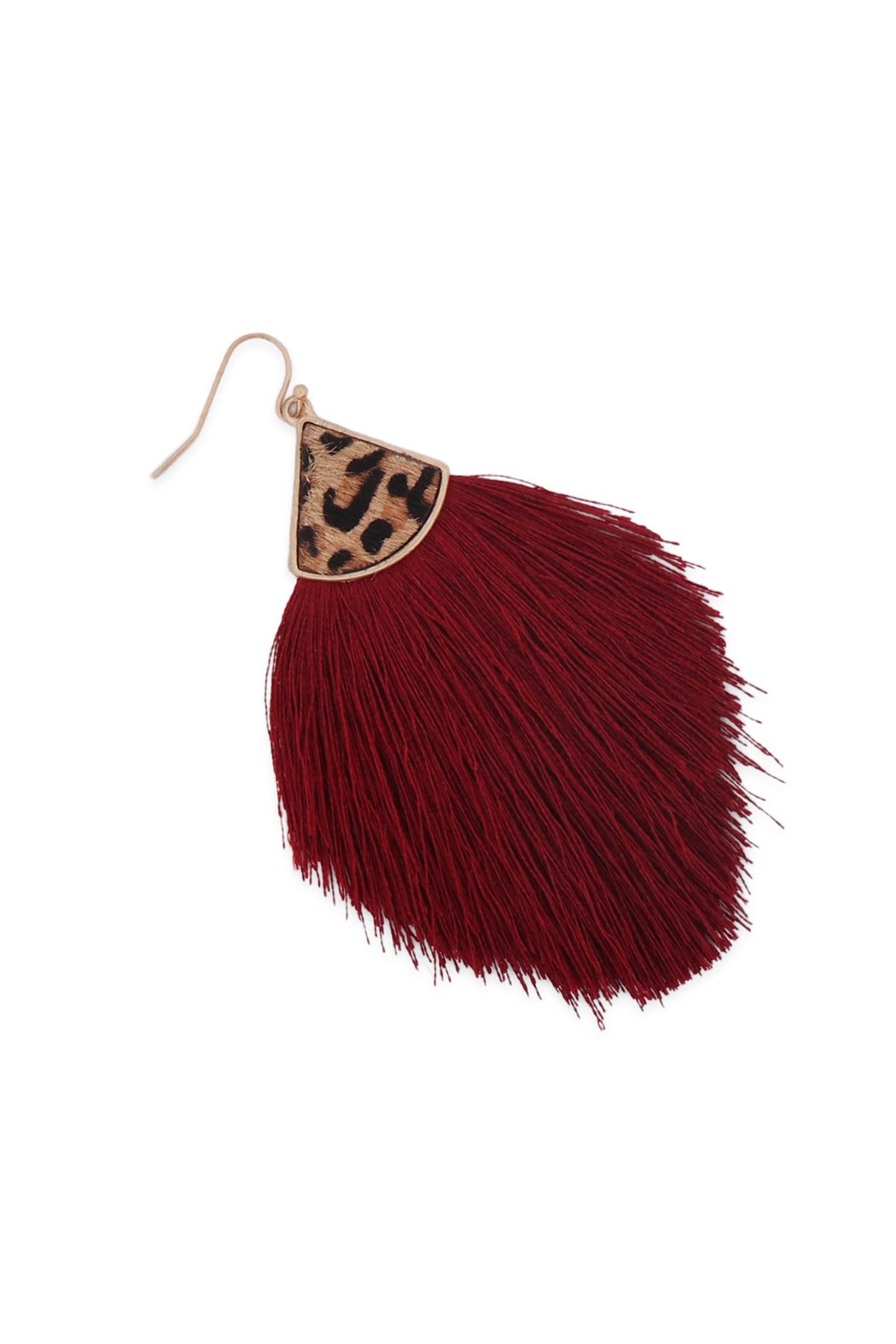 Leopard Real Leather Tassel Hook Earrings - 9 COLORS -