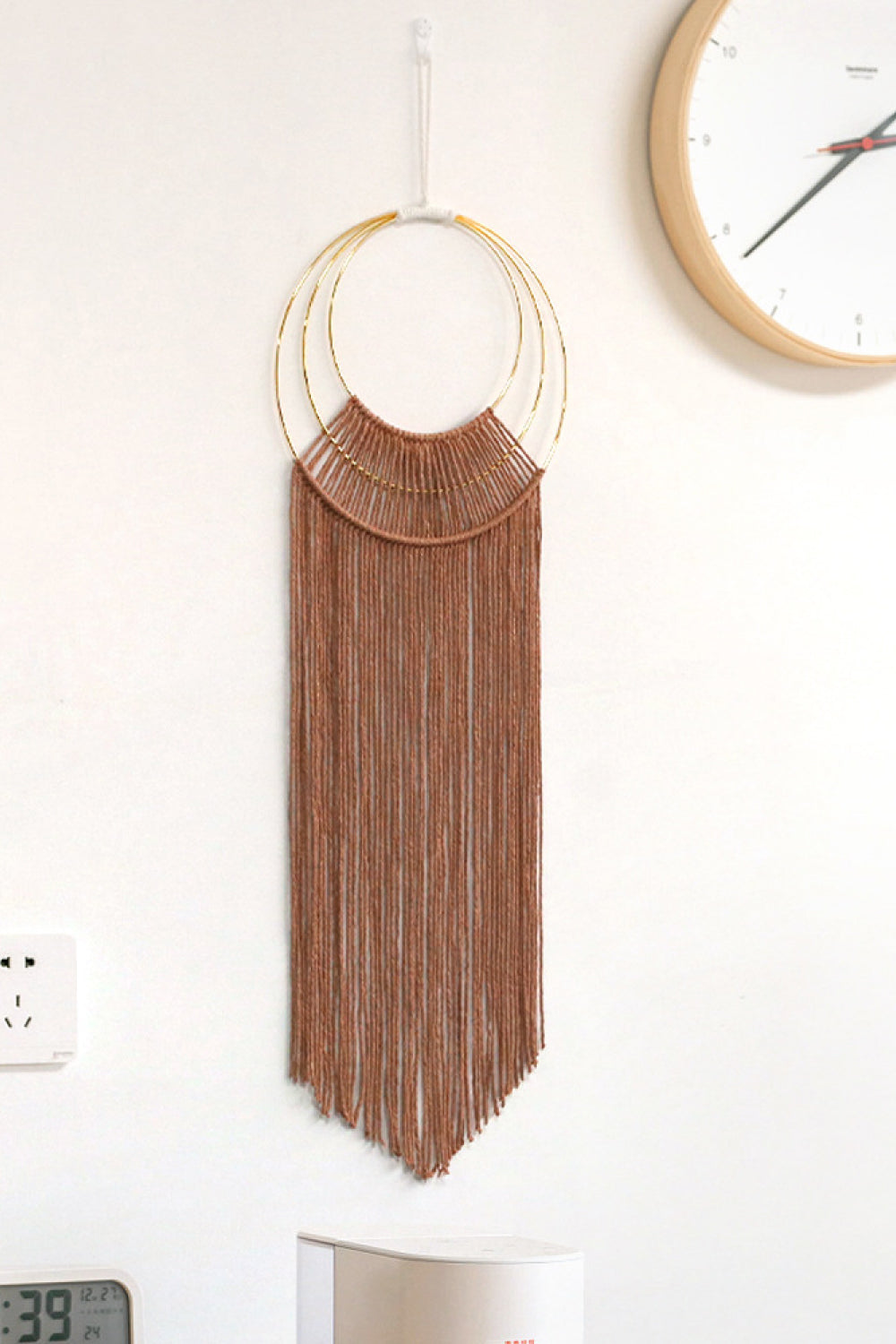 Hoop Fringe Macrame Wall Hanging - 41.3" X 13.8" - T - 6 COLORS -