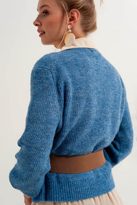 Thumbnail for Q2 - Button Through Cardigan in Blue - 1 COLOR