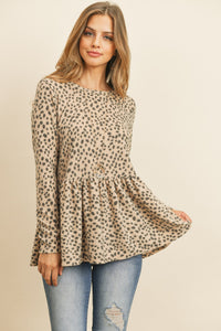 Thumbnail for Riah Fashion - Animal Print Long Sleeve Cinch Waist Top - 3 COLORS -