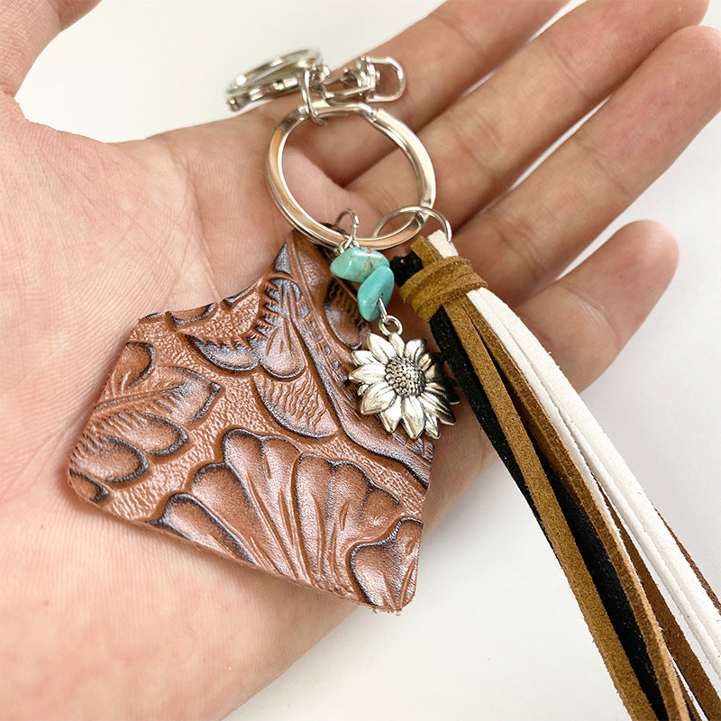 Turquoise Fringe Detail Key Chain - T - 10 STYLES -