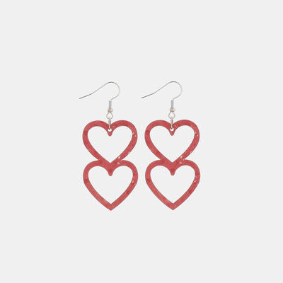 Cutout Heart Shape Wood Earrings - T - 3 COLORS -