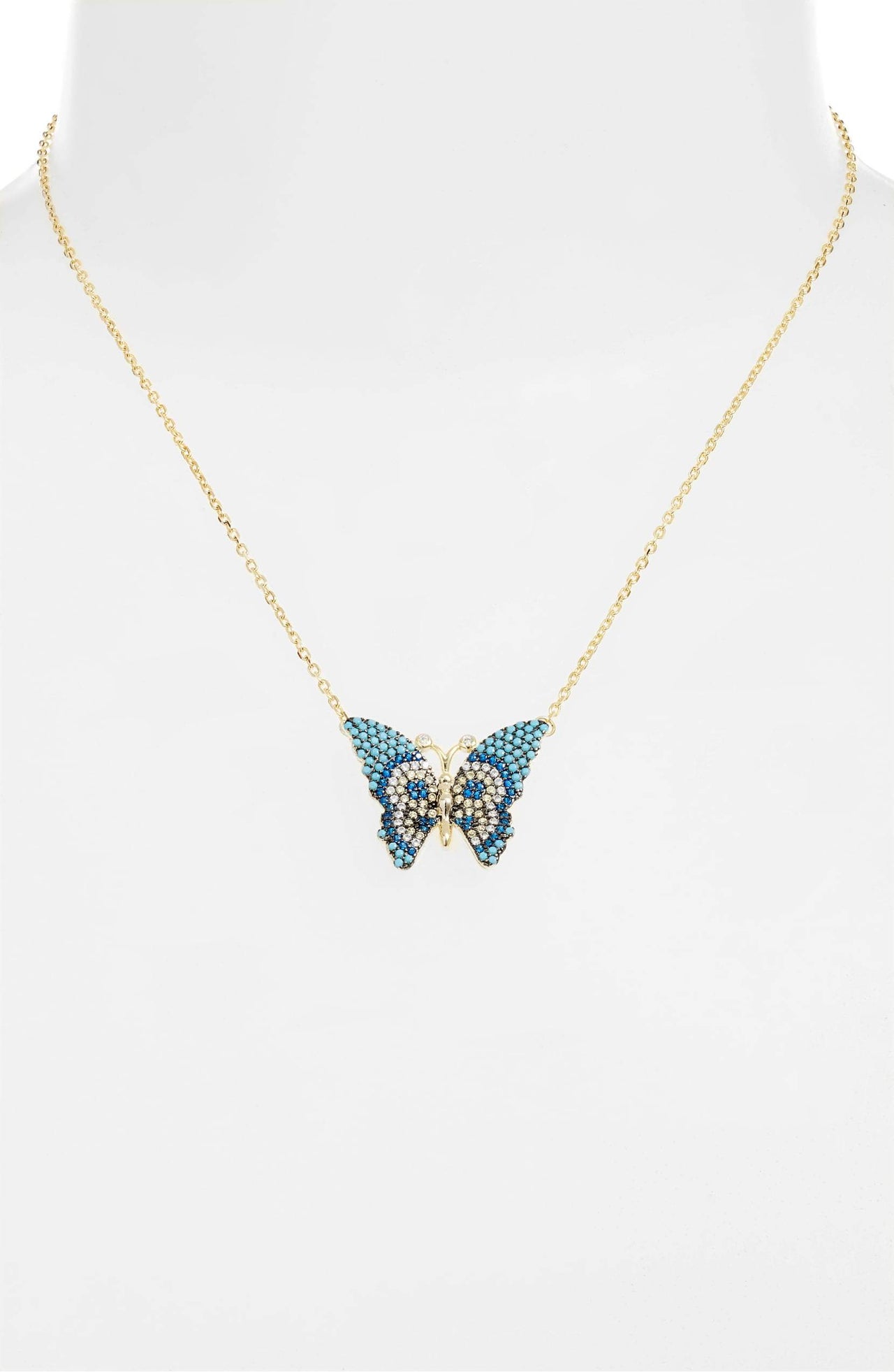 Knotty - Butterfly Pave Charm Necklace -