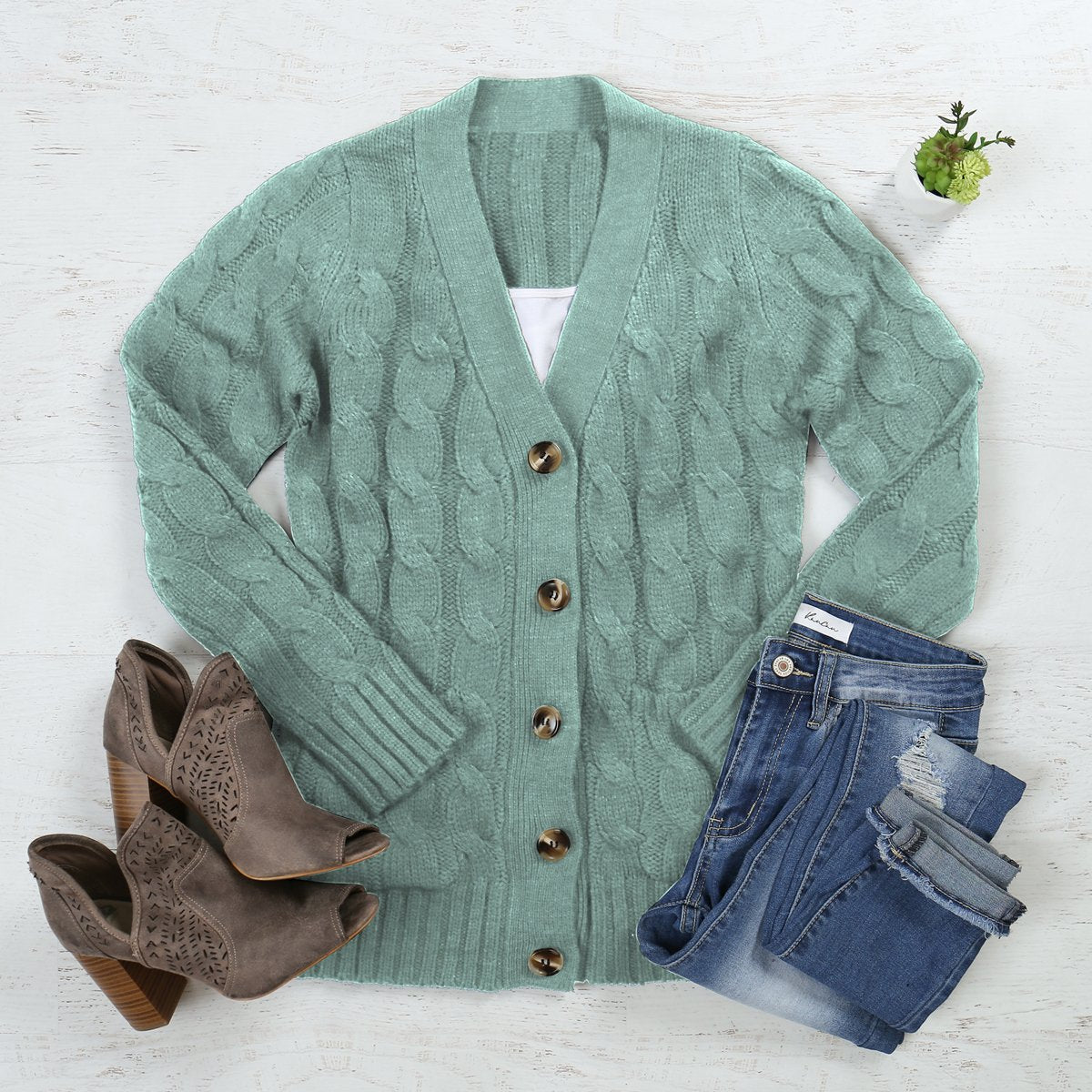 Riah Fashion - Cable Sweater With Pockets - 9 COLORS -