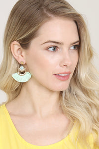 Thumbnail for Dangling Tassel Fan Drop Earrings - 6 COLORS -