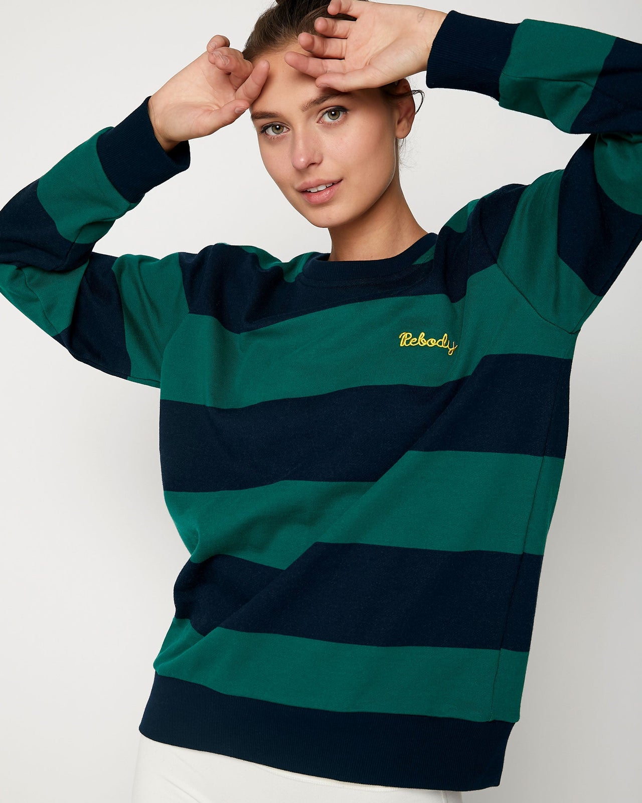 Rebody - Embroidered Rebody Rugby Striped Sweatshirt *Sustainable - 1 COLOR -