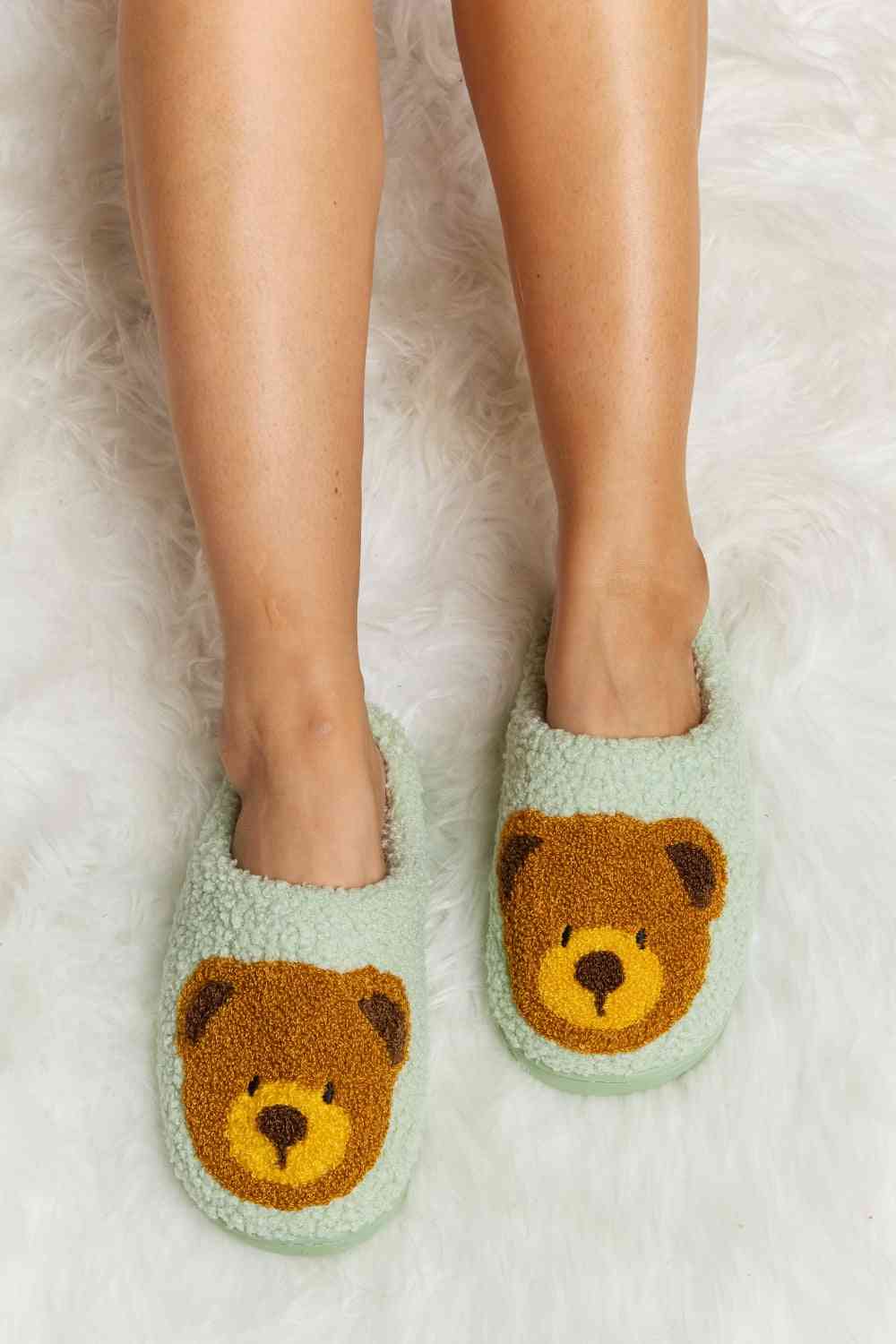 Melody Teddy Bear Print Plush Slide Slippers - T - 6 COLORS -