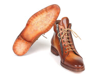 Thumbnail for Paul Parkman - Men's Side Zipper Leather Boots Light Brown -