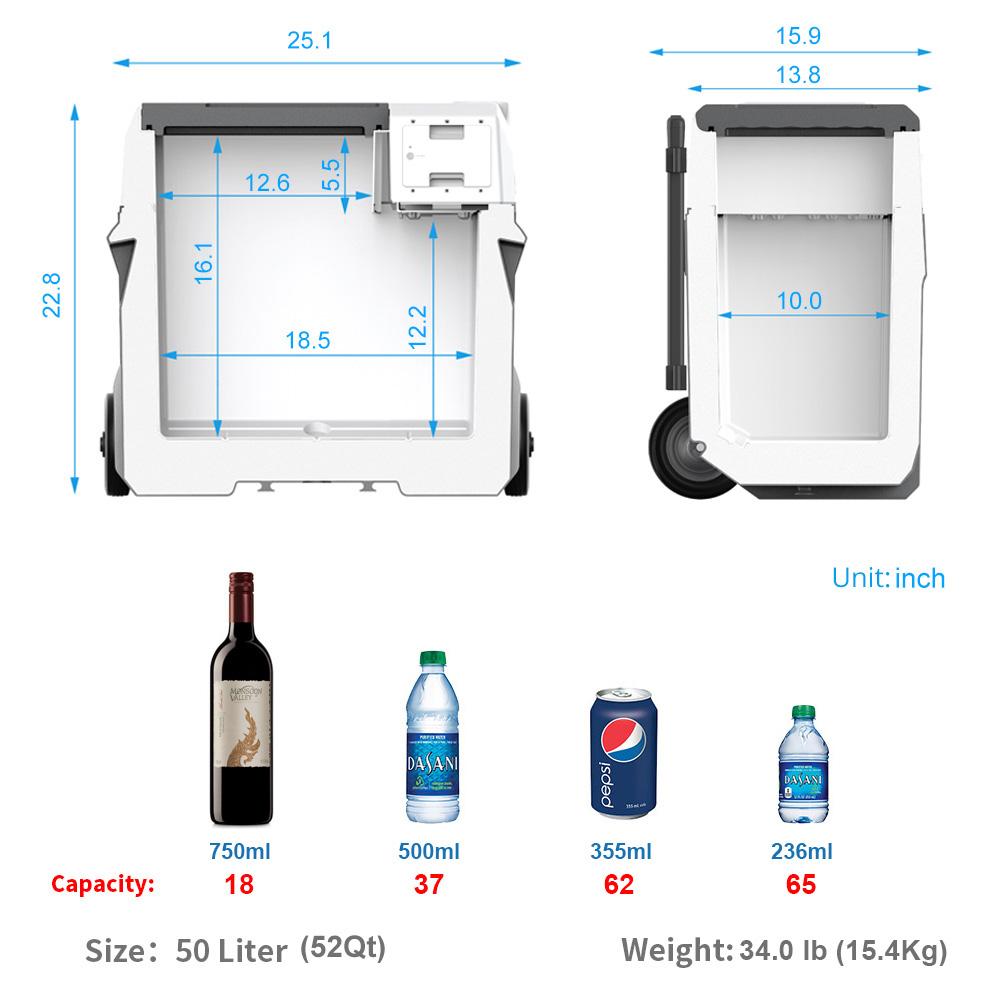 ACOPOWER LionCooler X50A Combo, Portable Solar Freezer (52 Quart Capacity) & Extra Backup 173Wh Battery -