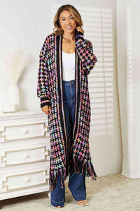 Thumbnail for Double Take Full Size Multicolored Open Front Fringe Hem Cardigan - T - SIZES S THRU 3XL - 1 COLOR -