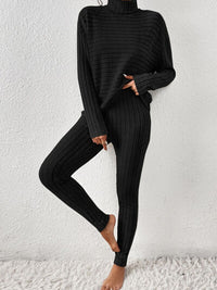 Thumbnail for Ribbed Turtleneck Top and Pants Set - 2 PCS. - T - 5 COLORS -