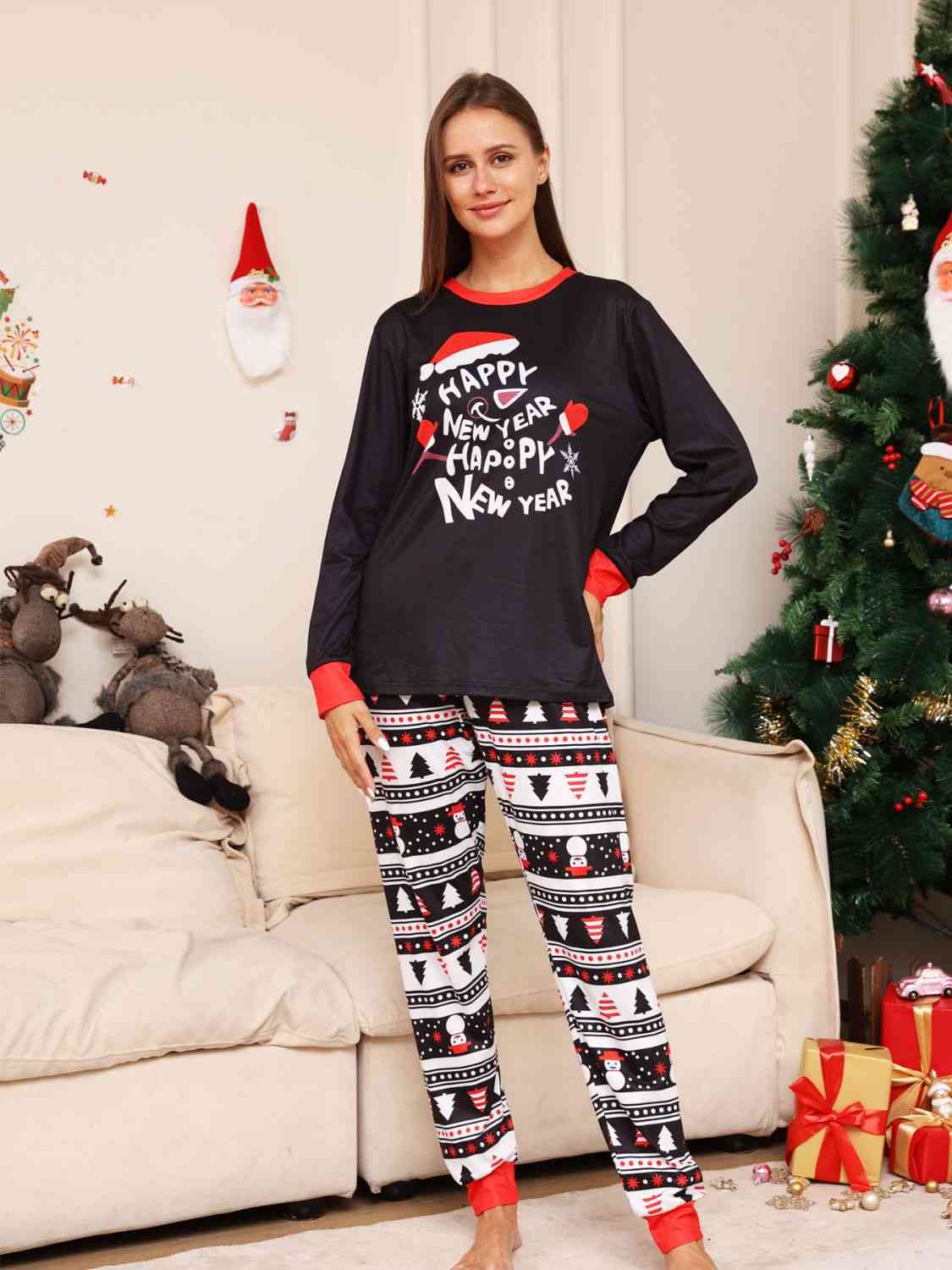 WOMEN Full Size Graphic Top and Pants Set - T -