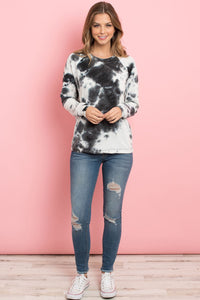 Thumbnail for Riah Fashion - Tie Dye Round Neck Long Sleeved Top - 4 COLORS -