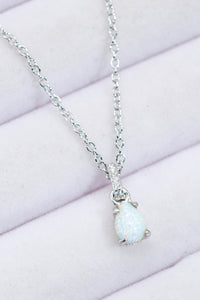 Thumbnail for Opal Pendant 925 Sterling Silver Chain-Link Necklace- T - 2 FINISHES -