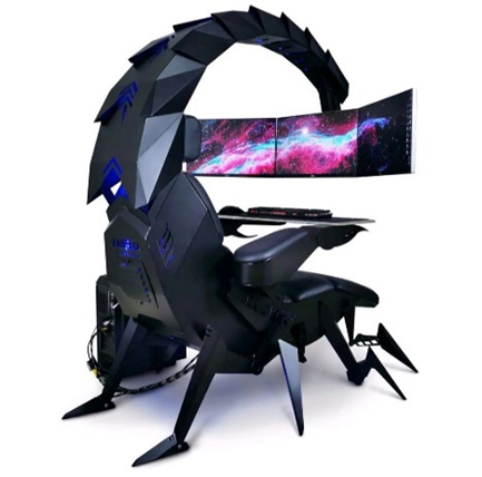 BM - Scorpion Adjustable Hanging Monitor - Ergonomical Scorpion Integrated Cockpit Gaming / Work Chair - [5-10 DAY DELIVERY] - DK GY - CHECK OUT OTHER STATIONS UNDER SCORPION GAMING & WORK COCKPITS UNDER ACCESSORIES! -