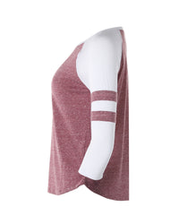 Thumbnail for Women's Baseball Raglan Contrasted Stripes 3/4 Sleeve Tee - 1 COLOR -