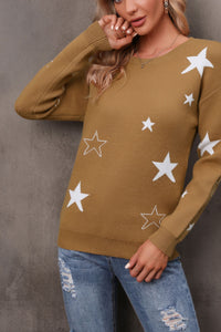 Thumbnail for Star Round Neck Sweater - T - 2 COLORS -