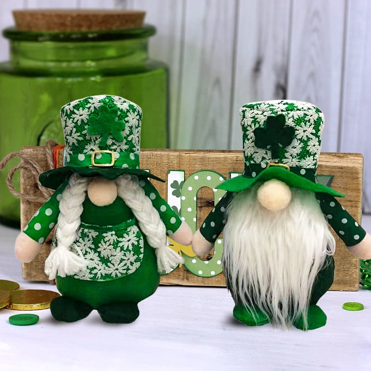 Set of 2 Home and Kitchen Handmade Plush Saint Patrick's Day Gnomes - 7.87" - 2 PCS - [10-15 DAY DELIVERY] -