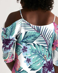 Thumbnail for FYC - Women's Island Life Open Shoulder A-Line Dress - Beach or Every day - 1 COLOR / PATTERN -