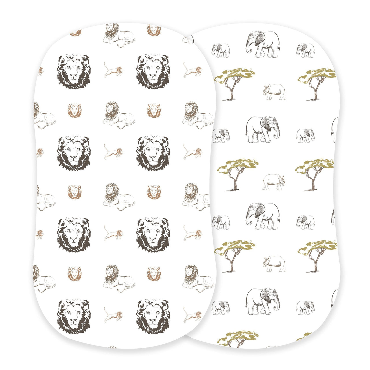 Newcastle - Hear Me Roar Lion and Rhinos and Elephants Bamboo Changing Pad Cover/Bassinet Sheets -