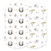 Thumbnail for Newcastle - Hear Me Roar Lion and Rhinos and Elephants Bamboo Changing Pad Cover/Bassinet Sheets -