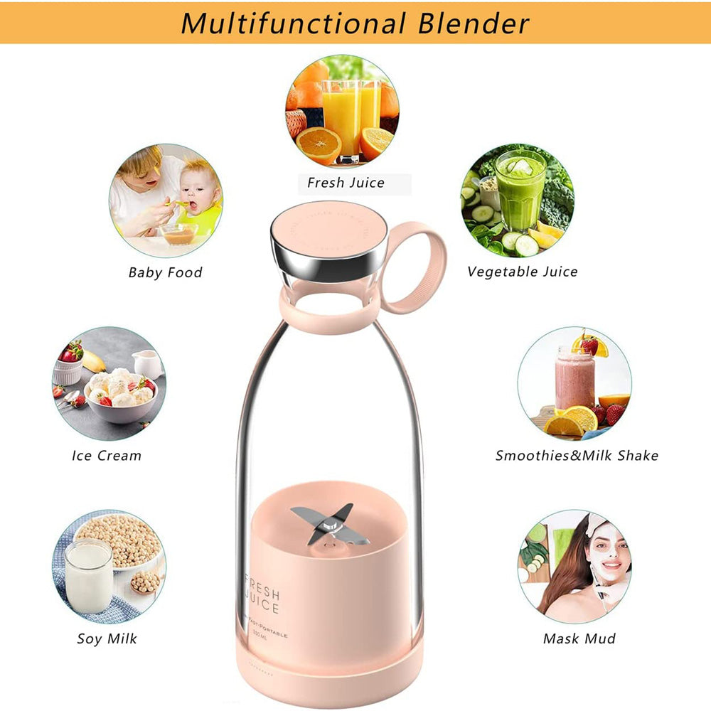 Personal Electric Mini Handheld - Wireless Rechargeable only - 350ml Bottle - Smoothie Mixer - Portable Blender - [12-17 DAY DELIVERY] - 2 COLORS -