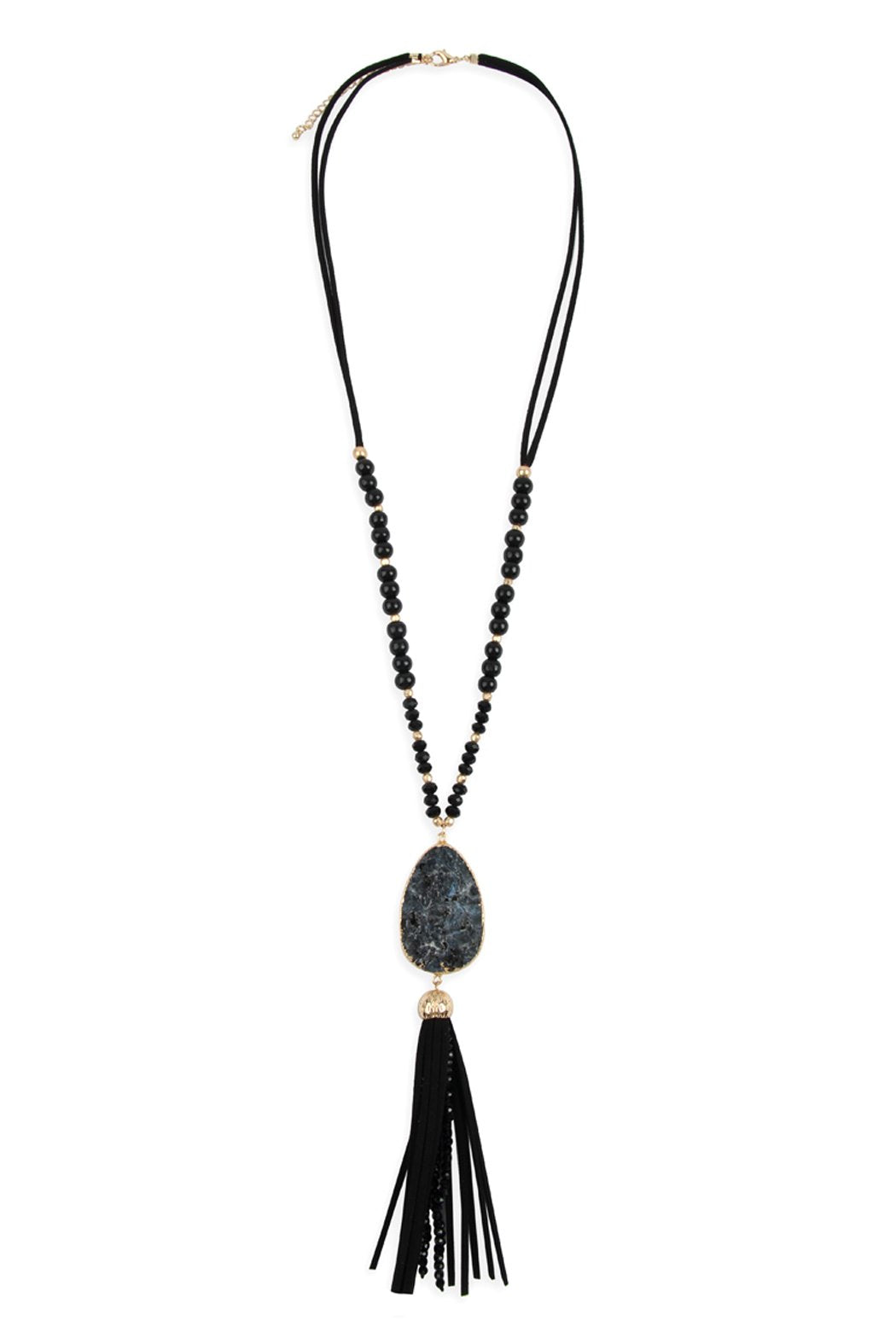 Natural Stone Tassel Pendant Necklace - 5 COLORS -