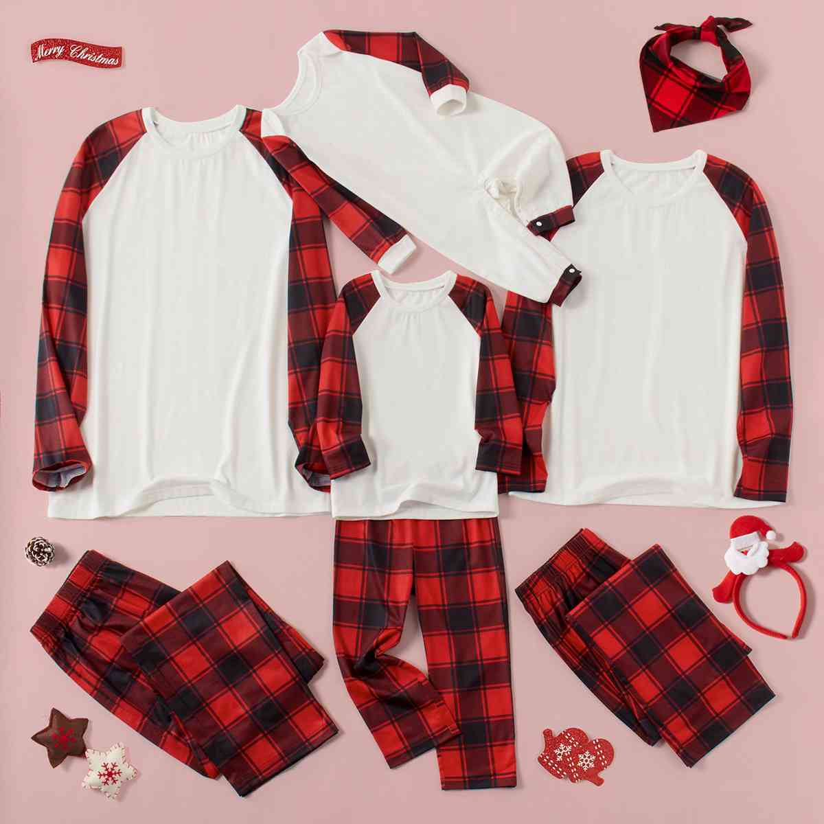 Raglan Sleeve Top and Plaid Pants Set - T - SOLD BY SIZE / 2 PCS. - 4 SIZES -