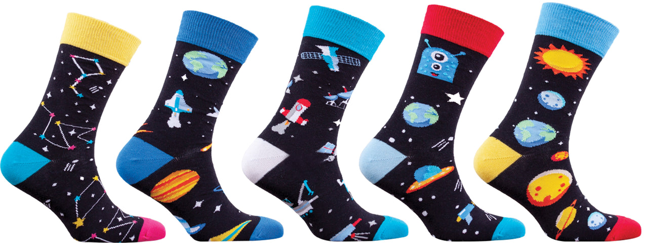 Men's Outer Space Socks - 5 PACK -