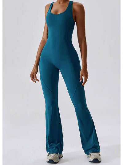 Cutout Wide Strap Bootcut Active Jumpsuit - T - 5 COLORS -