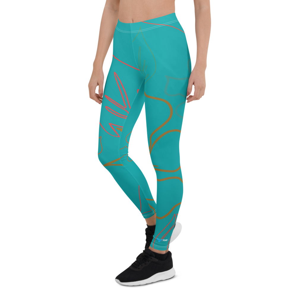 FYC - Women's All Day Comfort Aqua Aloha Full Length Leggings - 1 COLOR -