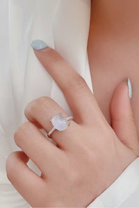 Thumbnail for Natural Moonstone 925 Sterling Silver Side Stone Ring - T - SIZES 6 THRU 9 -