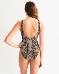 Thumbnail for Chaluisant - Black & Nude Lace Women's One-Piece Swimsuit -