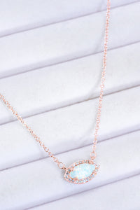 Thumbnail for 18k Rose Gold / Silver Plated Opal Pendant Necklace - T - 2 FINISHES -