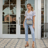 Thumbnail for Kayla Light Gray Weave Leather Crossbody Purse -