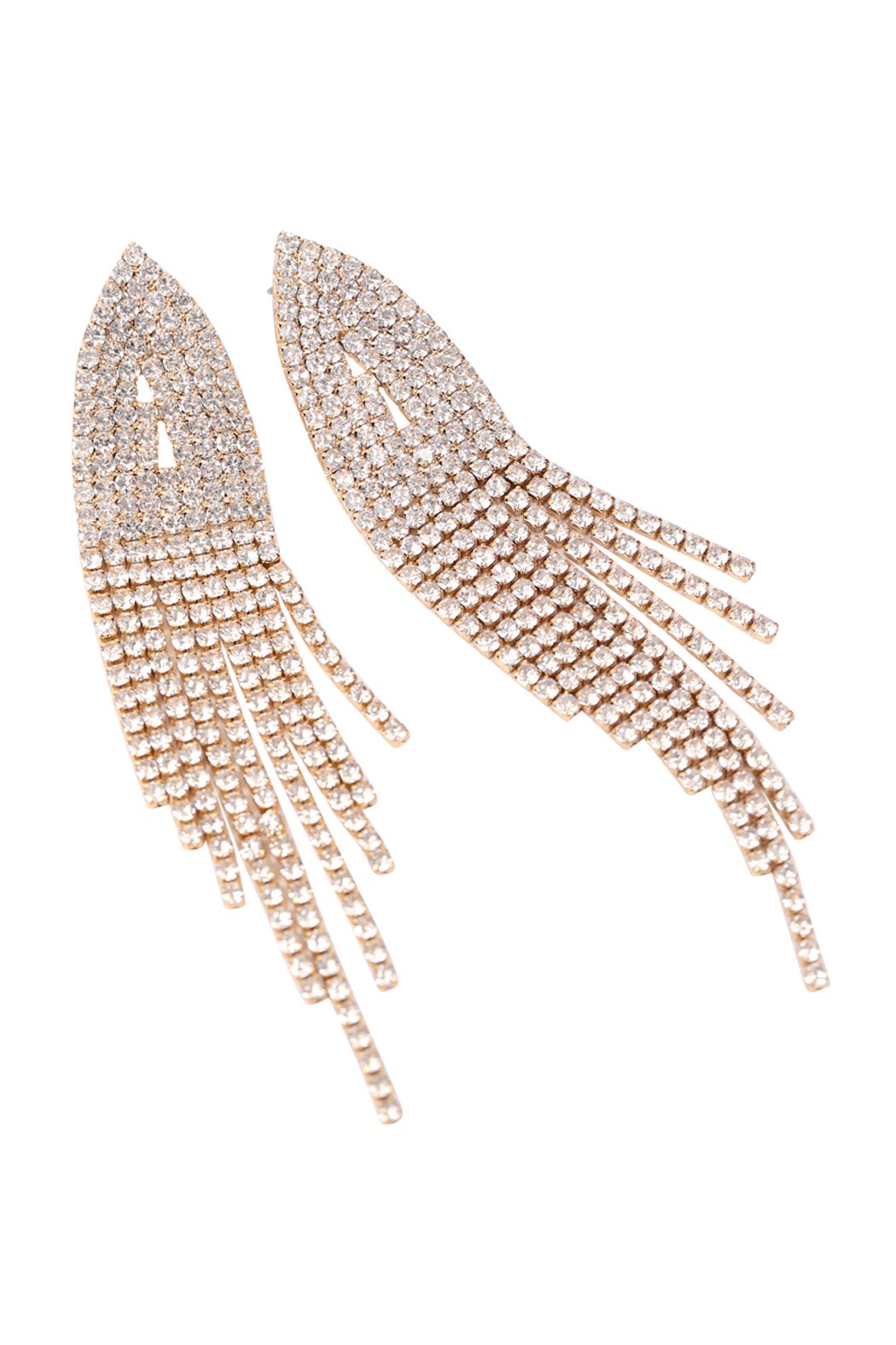 Bridal Rhinestone Long Tassel Earrings - 2 FINISHES -