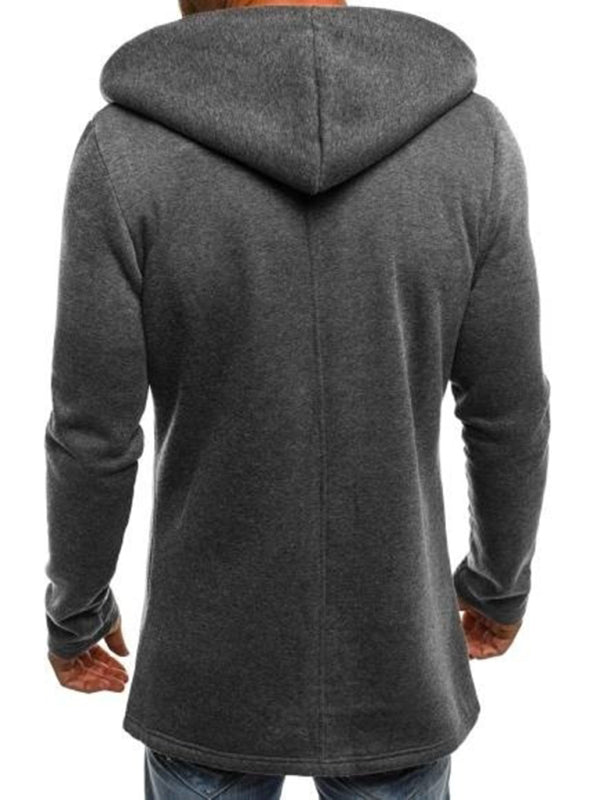 Casual Men's Hooded Fashion Stitching Solid Color Cardigan Sweater - K - 1 COLOR -