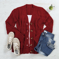 Thumbnail for Riah Fashion - Cable Sweater With Pockets - 9 COLORS -