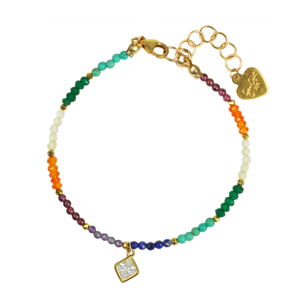 Gena Myint - Chakra With Clear Quartz Drop Bracelet -