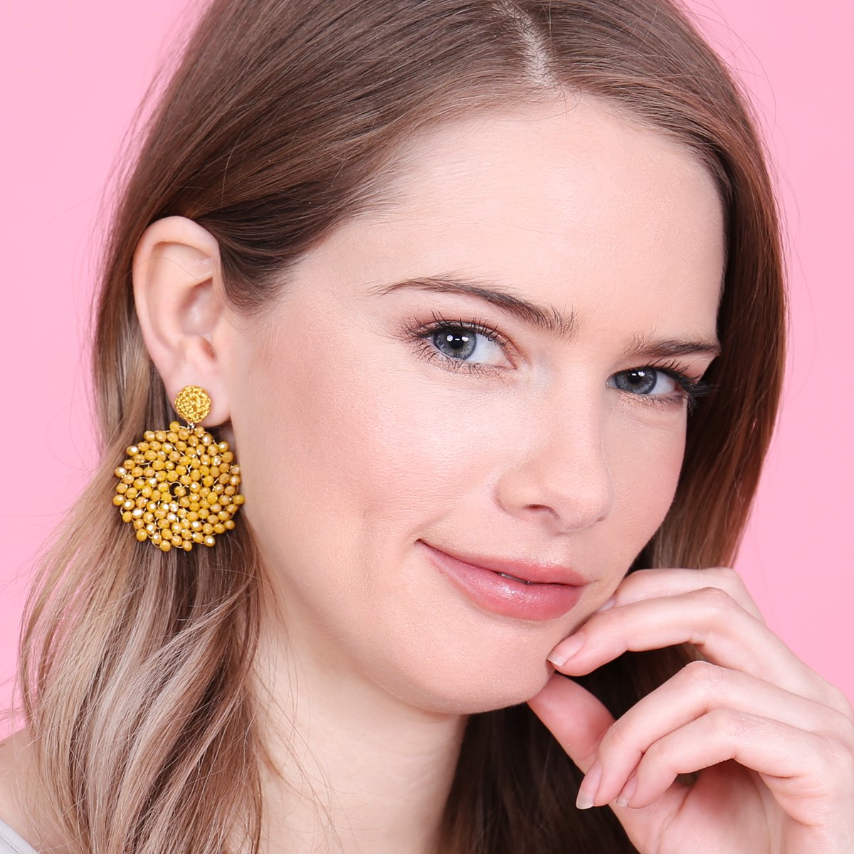 Swirl Pattern Rondelle Drop Earrings - 8 COLORS -