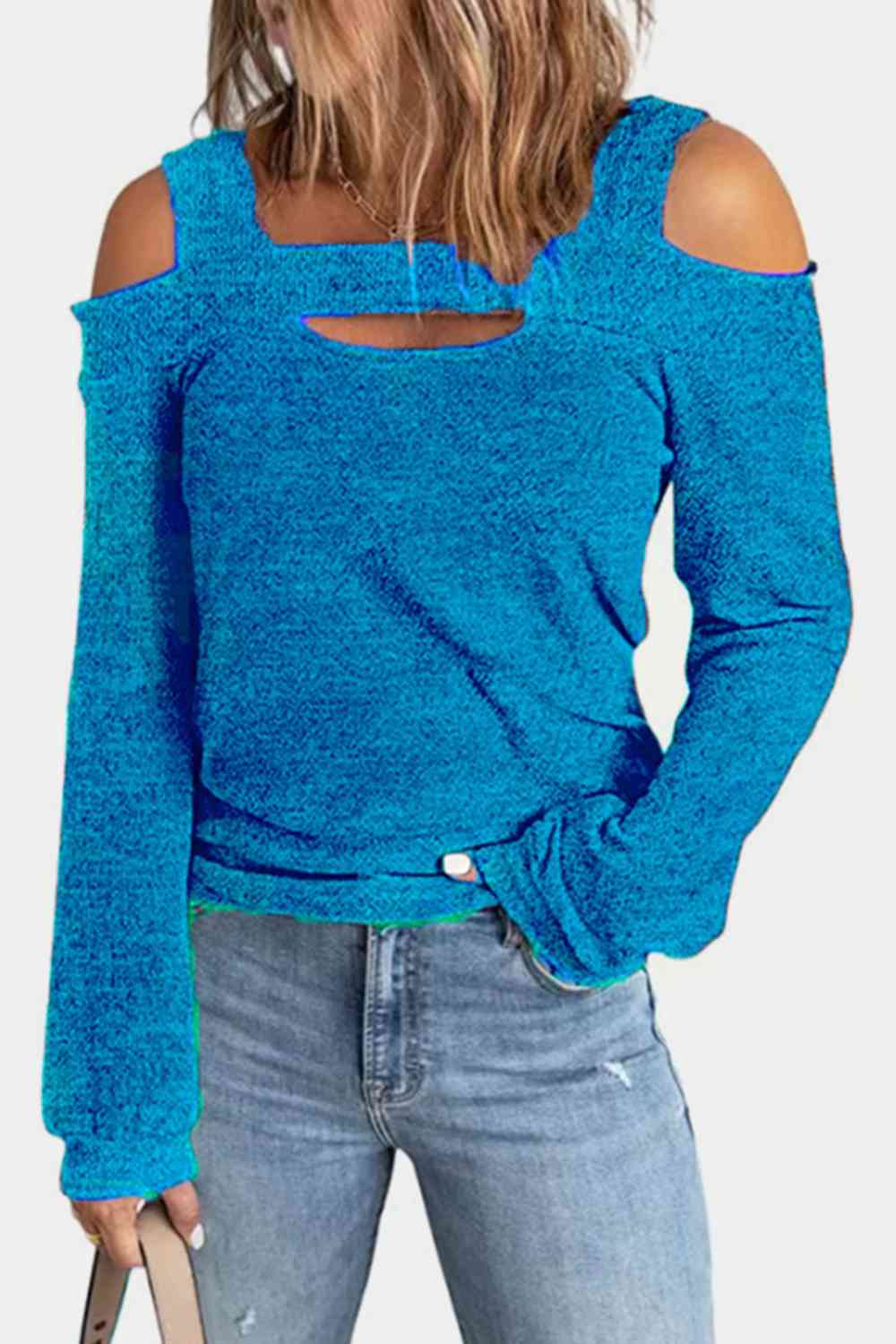 Full Size Cutout Cold Shoulder Blouse - T - 6 COLORS -