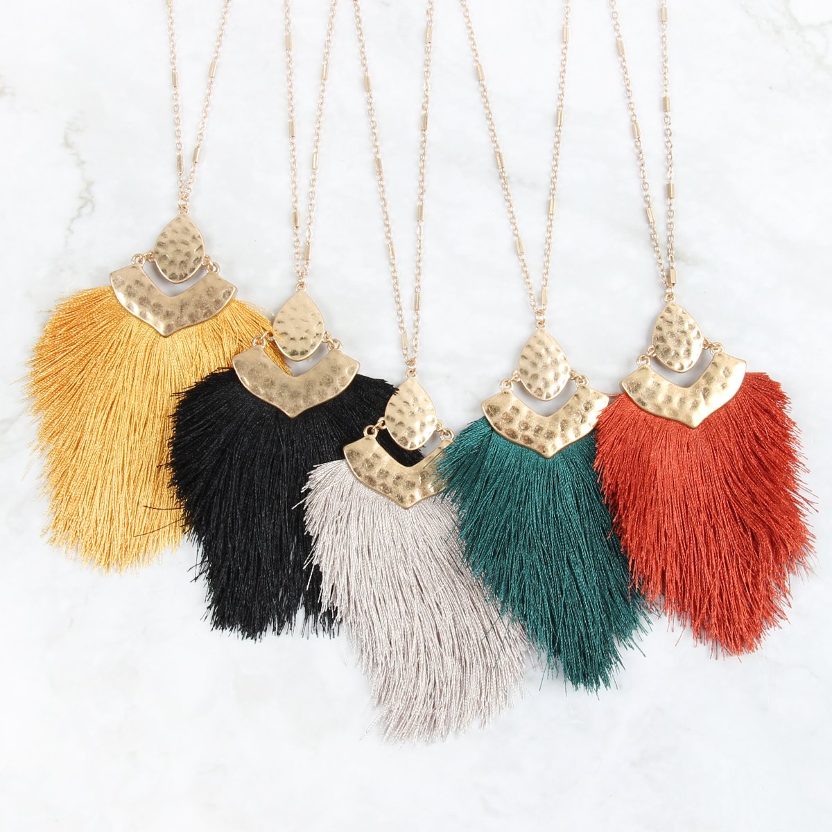 Arrow Shaped Tassel Pendant Linked Necklace - 10 COLORS -