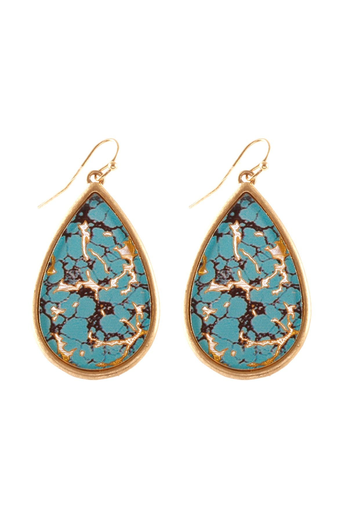 Riah Fashion - Semiwood Flake Hook Teardrop Earrings - 4 COLORS -