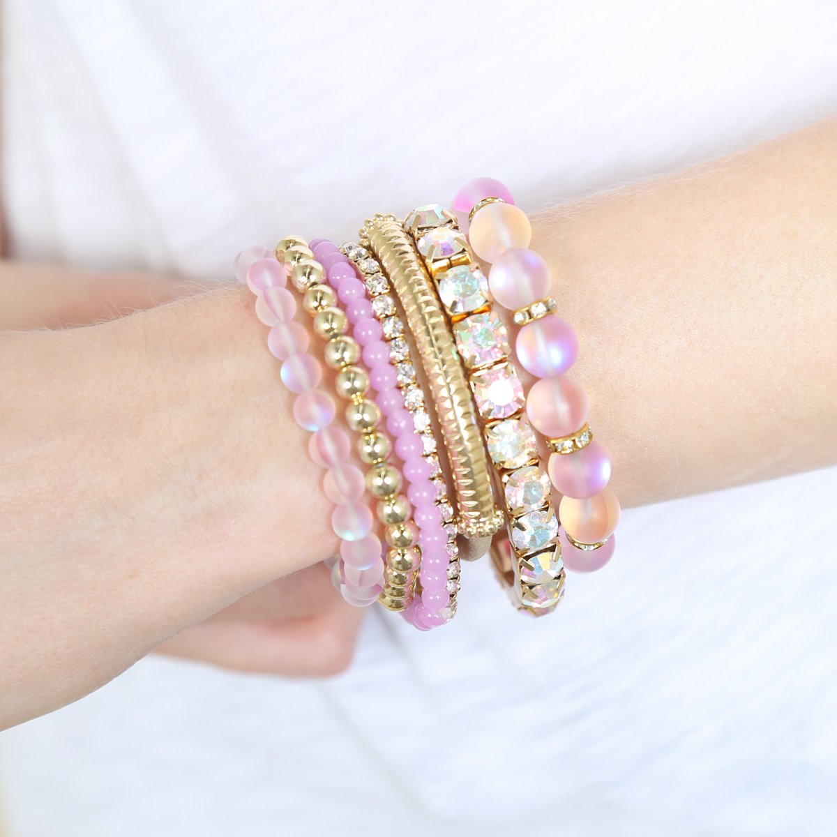 Mermaid Glass Stretch Bracelet - 7 COLORS -