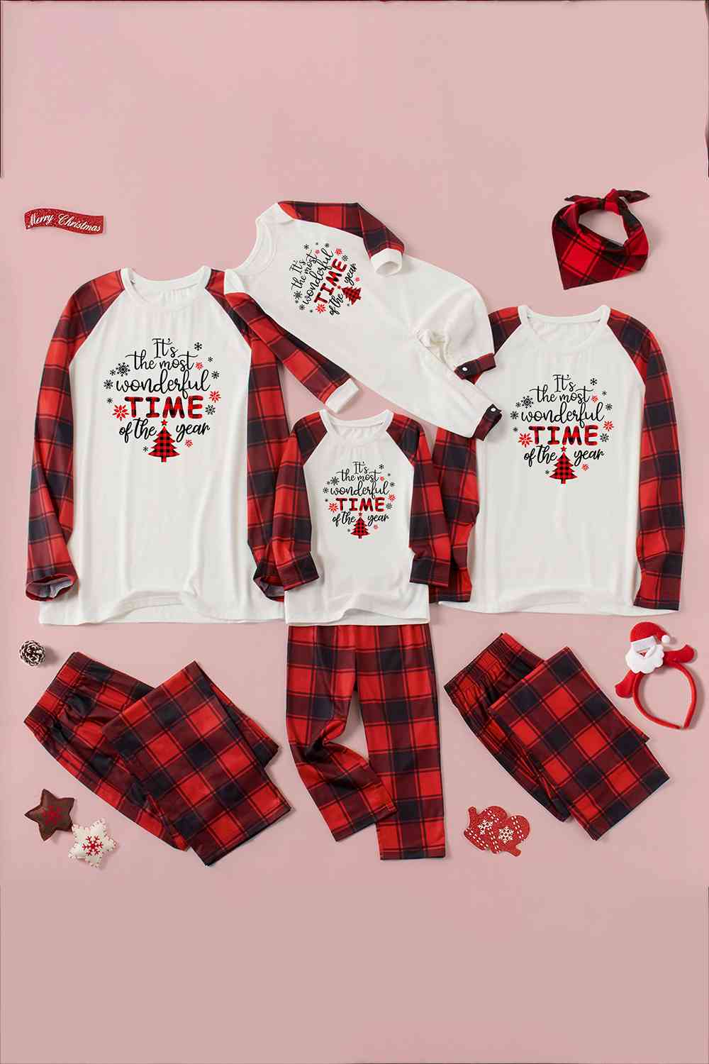 Slogan Graphic Top and Plaid Pants Set - T - SOLD BY SIZE / 2 PCS. - 4 SIZES -