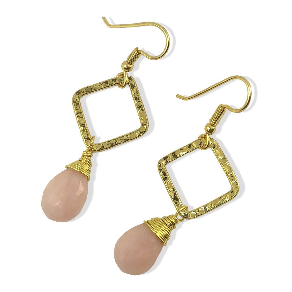 Christy Jean - Pink Opal Gold Handmade Earrings -